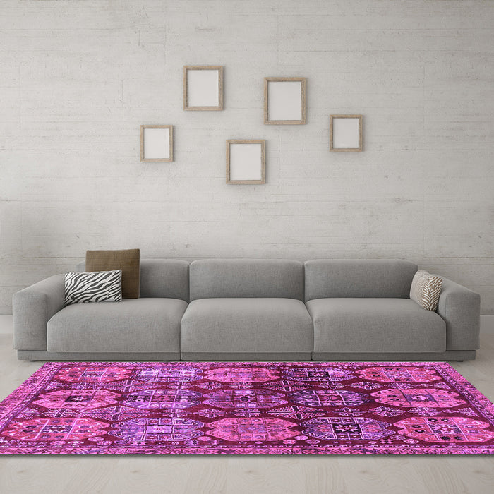 Machine Washable Persian Purple Traditional Area Rugs in a Living Room, wshtr4226pur