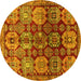 Round Machine Washable Persian Yellow Traditional Rug, wshtr4226yw
