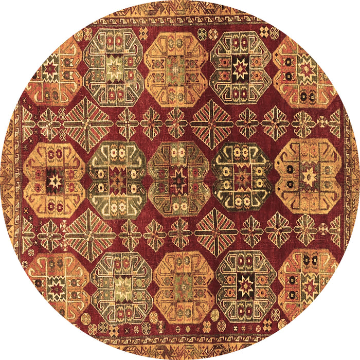 Round Persian Brown Traditional Rug, tr4226brn