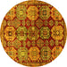 Round Persian Yellow Traditional Rug, tr4226yw