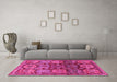 Machine Washable Persian Pink Traditional Rug in a Living Room, wshtr4226pnk