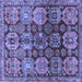 Square Machine Washable Persian Blue Traditional Rug, wshtr4226blu