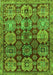 Serging Thickness of Machine Washable Persian Green Traditional Area Rugs, wshtr4226grn