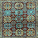 Square Machine Washable Persian Light Blue Traditional Rug, wshtr4226lblu