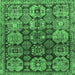 Square Machine Washable Persian Emerald Green Traditional Area Rugs, wshtr4226emgrn