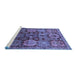 Sideview of Machine Washable Persian Blue Traditional Rug, wshtr4226blu