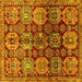 Square Machine Washable Persian Yellow Traditional Rug, wshtr4226yw