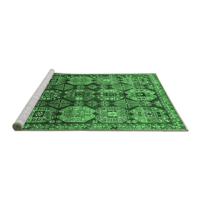 Sideview of Machine Washable Persian Emerald Green Traditional Area Rugs, wshtr4226emgrn