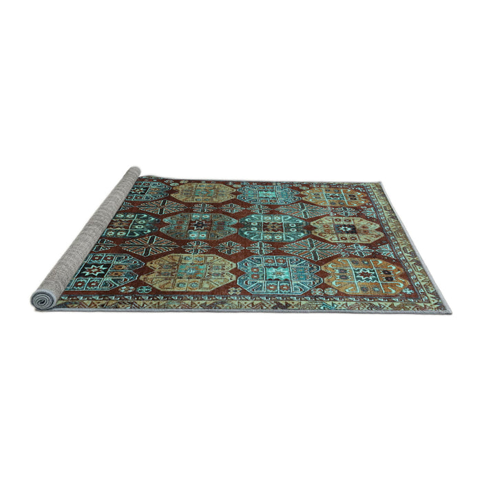 Sideview of Machine Washable Persian Light Blue Traditional Rug, wshtr4226lblu