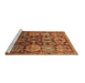 Sideview of Machine Washable Persian Brown Traditional Rug, wshtr4226brn