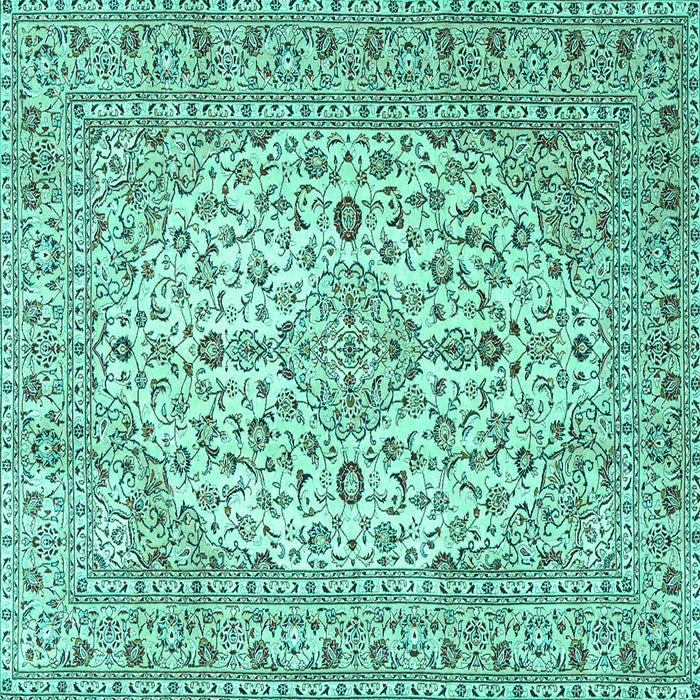 Square Machine Washable Persian Turquoise Traditional Area Rugs, wshtr4227turq