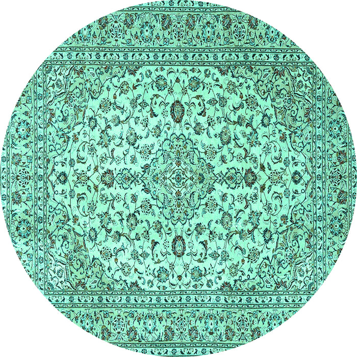 Round Persian Turquoise Traditional Rug, tr4227turq
