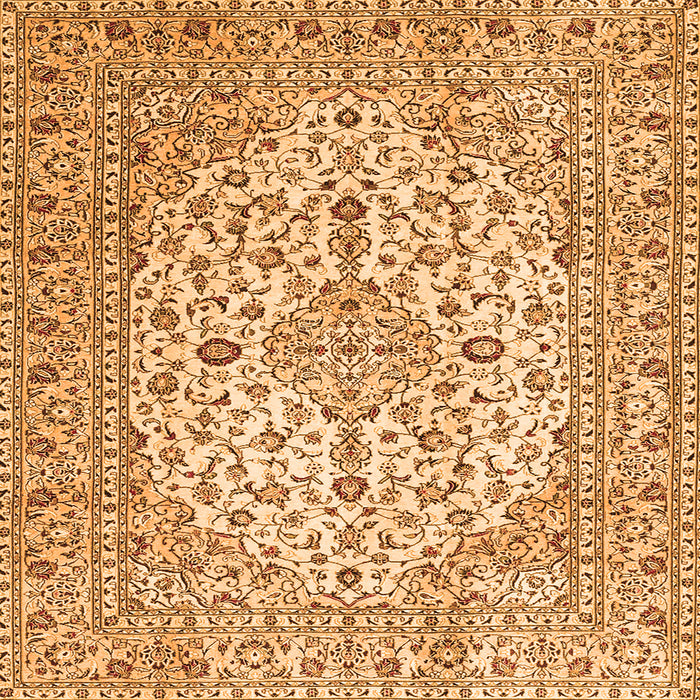 Round Machine Washable Persian Orange Traditional Area Rugs, wshtr4227org