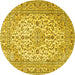 Round Machine Washable Persian Yellow Traditional Rug, wshtr4227yw