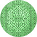 Round Persian Emerald Green Traditional Rug, tr4227emgrn