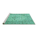 Sideview of Machine Washable Persian Turquoise Traditional Area Rugs, wshtr4227turq