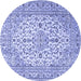 Round Machine Washable Persian Blue Traditional Rug, wshtr4227blu