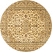 Round Machine Washable Persian Brown Traditional Rug, wshtr4227brn