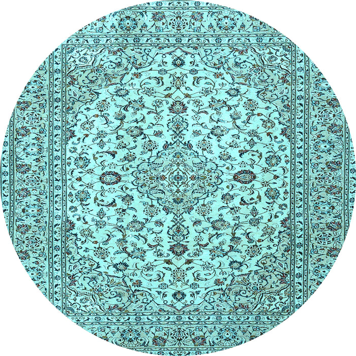 Round Machine Washable Persian Light Blue Traditional Rug, wshtr4227lblu