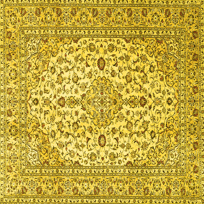 Square Machine Washable Persian Yellow Traditional Rug, wshtr4227yw