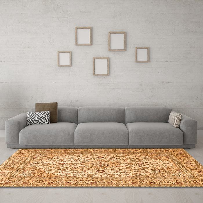 Machine Washable Persian Orange Traditional Area Rugs in a Living Room, wshtr4227org