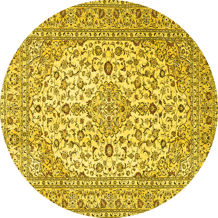 Round Persian Yellow Traditional Rug, tr4227yw