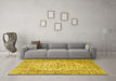 Machine Washable Persian Yellow Traditional Rug in a Living Room, wshtr4227yw