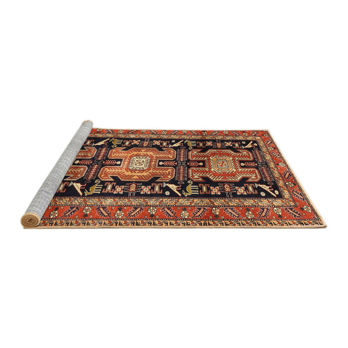 Sideview of Machine Washable Traditional Saffron Red Rug, wshtr4228