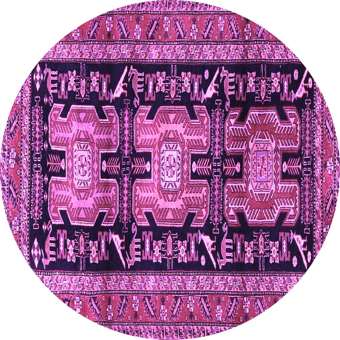 Round Machine Washable Persian Purple Traditional Area Rugs, wshtr4228pur