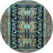 Round Machine Washable Persian Light Blue Traditional Rug, wshtr4228lblu