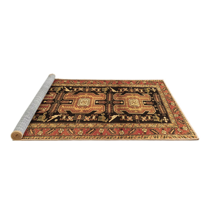 Sideview of Machine Washable Persian Brown Traditional Rug, wshtr4228brn