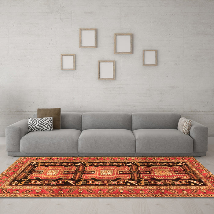 Machine Washable Persian Orange Traditional Area Rugs in a Living Room, wshtr4228org