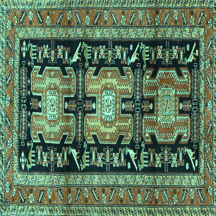 Square Machine Washable Persian Turquoise Traditional Area Rugs, wshtr4228turq