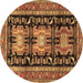 Round Machine Washable Persian Brown Traditional Rug, wshtr4228brn