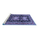 Sideview of Machine Washable Persian Blue Traditional Rug, wshtr4228blu