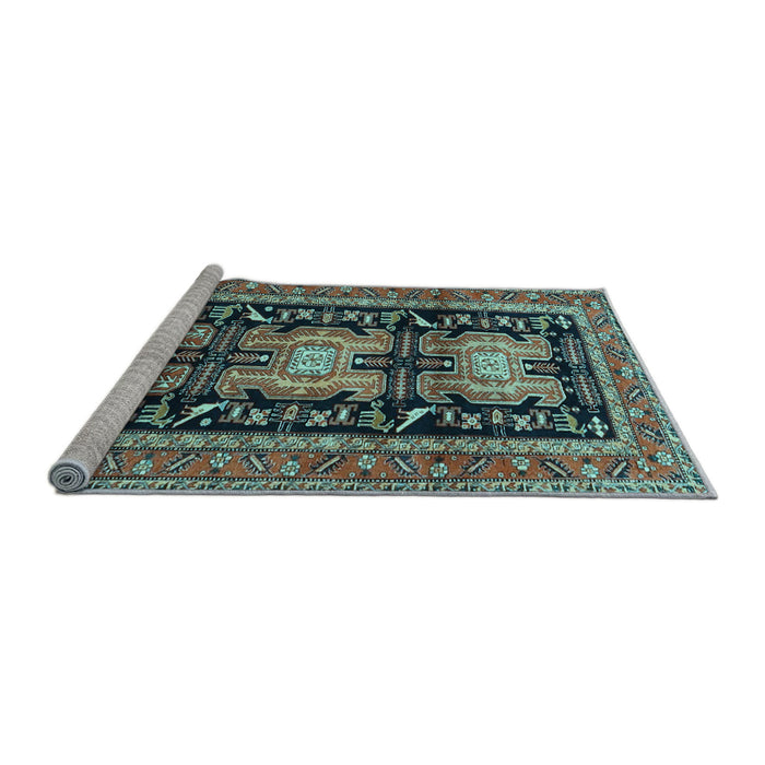 Sideview of Machine Washable Persian Light Blue Traditional Rug, wshtr4228lblu