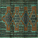 Square Machine Washable Persian Turquoise Traditional Area Rugs, wshtr4229turq