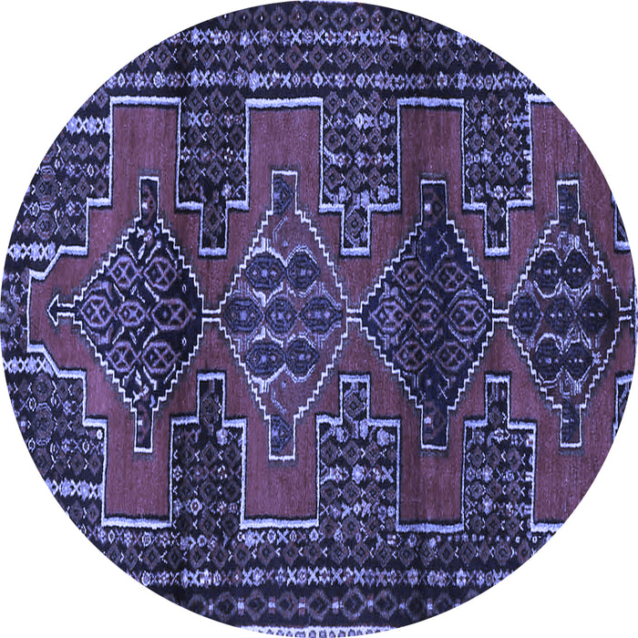 Round Machine Washable Persian Blue Traditional Rug, wshtr4229blu