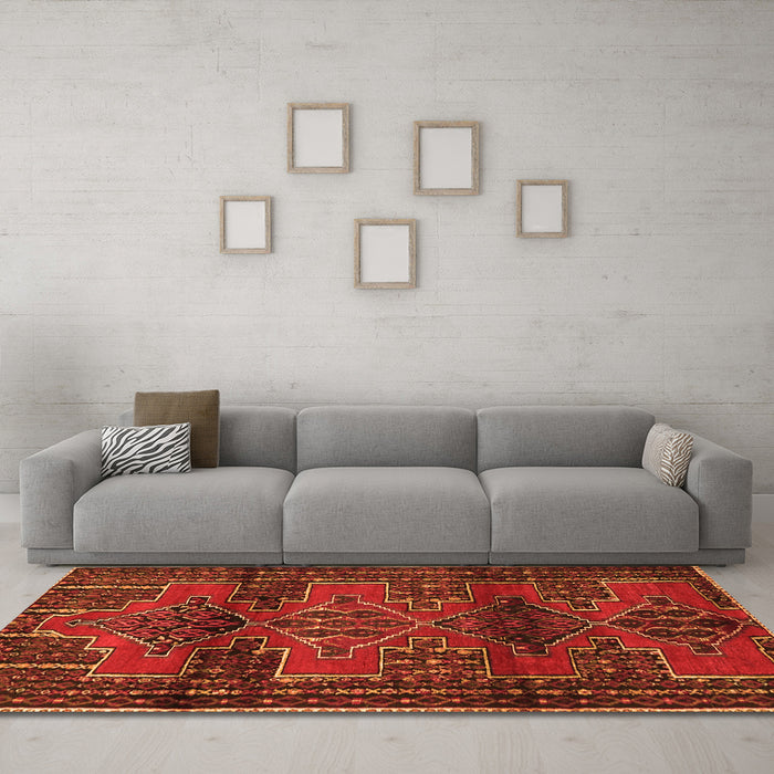 Machine Washable Persian Orange Traditional Area Rugs in a Living Room, wshtr4229org