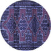 Round Persian Blue Traditional Rug, tr4229blu