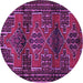 Round Persian Purple Traditional Rug, tr4229pur