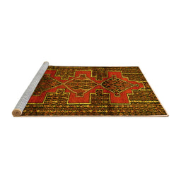 Sideview of Machine Washable Persian Yellow Traditional Rug, wshtr4229yw