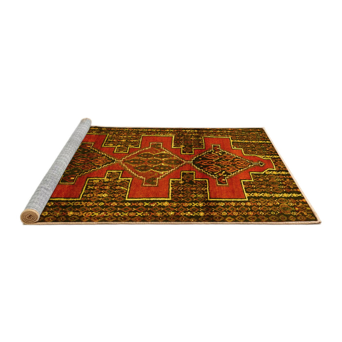 Sideview of Machine Washable Persian Yellow Traditional Rug, wshtr4229yw
