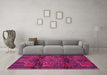 Machine Washable Persian Pink Traditional Rug in a Living Room, wshtr4229pnk