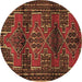 Round Machine Washable Persian Brown Traditional Rug, wshtr4229brn