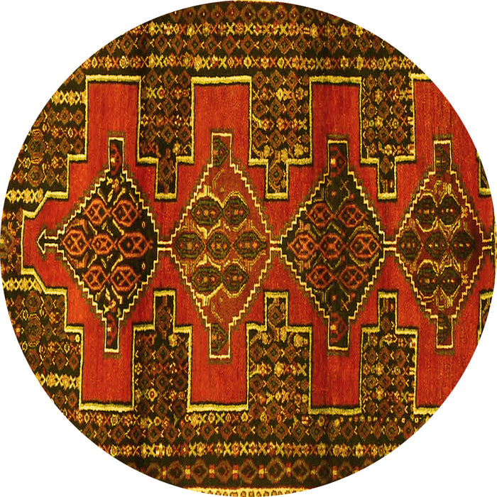 Round Persian Yellow Traditional Rug, tr4229yw