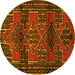 Round Persian Yellow Traditional Rug, tr4229yw