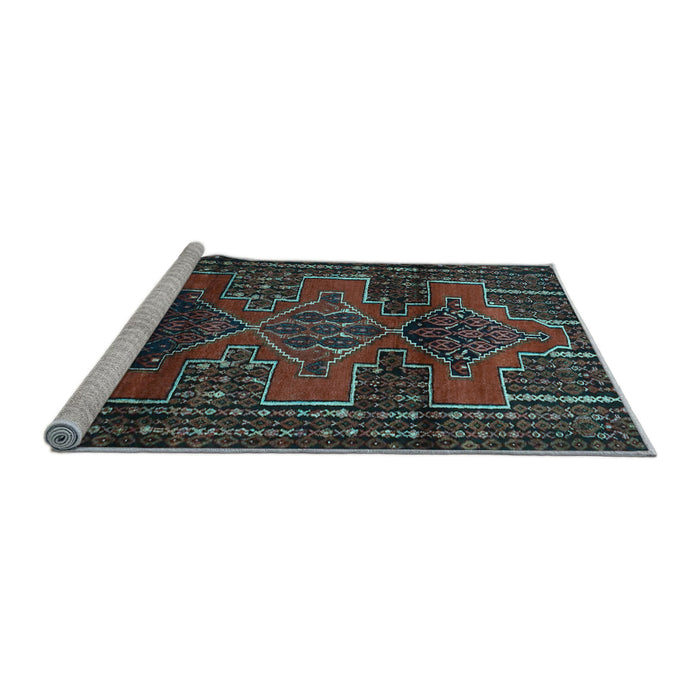 Sideview of Machine Washable Persian Light Blue Traditional Rug, wshtr4229lblu