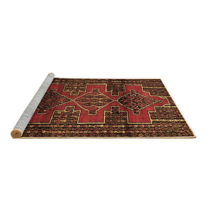 Sideview of Machine Washable Persian Brown Traditional Rug, wshtr4229brn