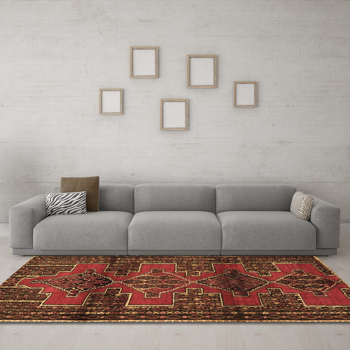 Machine Washable Persian Brown Traditional Rug in a Living Room,, wshtr4229brn